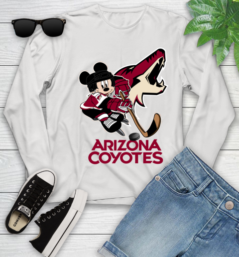 NHL Arizona Coyotes Mickey Mouse Disney Hockey T Shirt Youth Long Sleeve