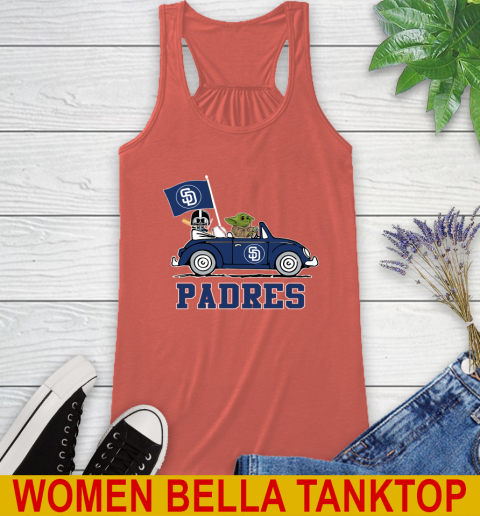 MLB Baseball San Diego Padres Darth Vader Baby Yoda Driving Star Wars Shirt Racerback Tank 4