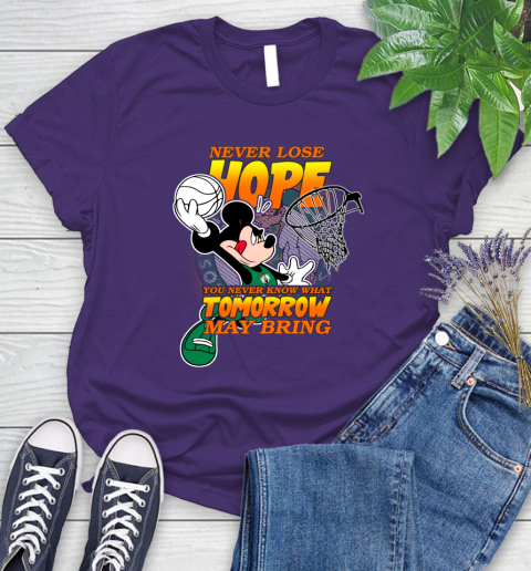 Boston Celtics NBA Basketball Mickey Disney Never Lose Hope Women's T-Shirt 4