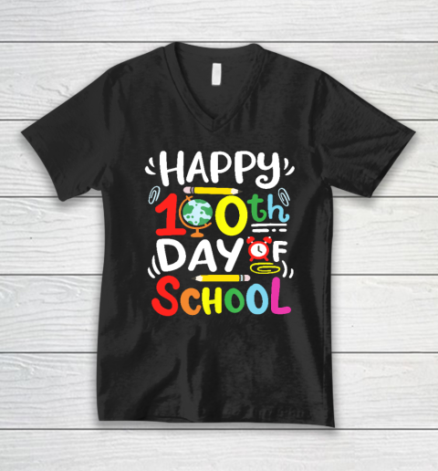 Happy 100th Day Of School 100 Days Of School Teacher Student V-Neck T-Shirt