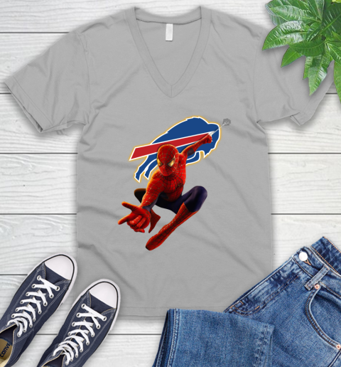 NFL Spider Man Avengers Endgame Football Buffalo Bills V-Neck T-Shirt 4