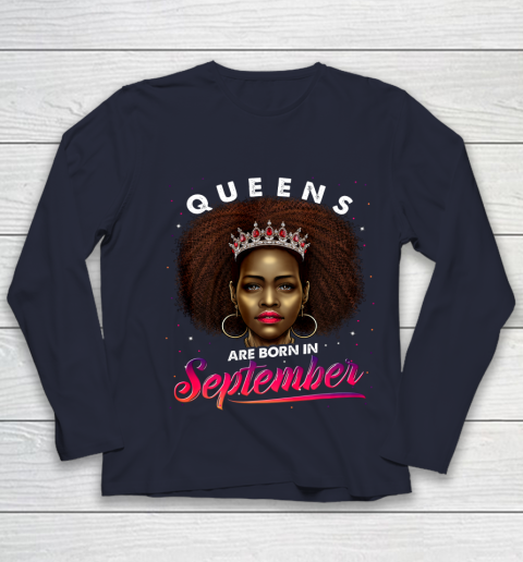 Queens Born September Shirt Black Girl Virgo Libra Birthday Youth Long Sleeve 2