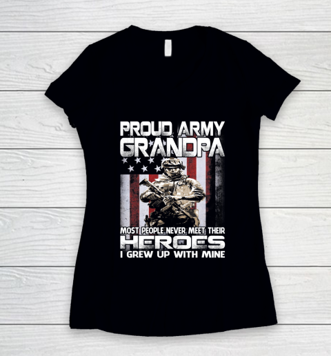 GrandFather gift shirt Proud Army Grandpa Shirt Patriotic Military Veteran T Shirt Women's V-Neck T-Shirt