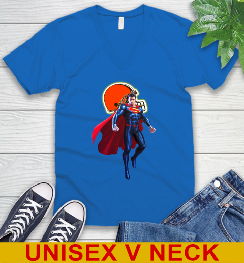 NFL Superman DC Sports Football Cleveland Browns V-Neck T-Shirt 6