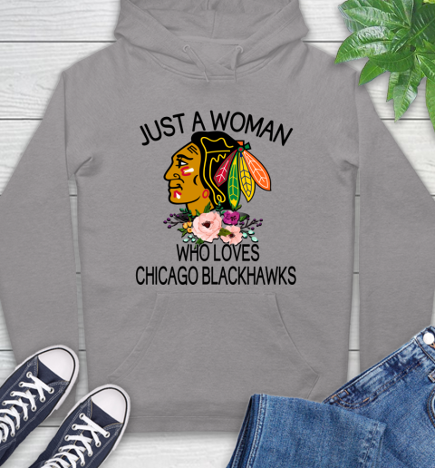 NHL Just A Woman Who Loves Chicago Blackhawks Hockey Sports Hoodie 4