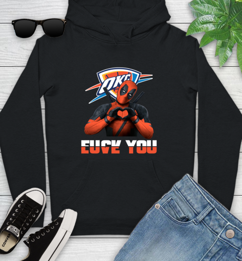 NBA Oklahoma City Thunder Deadpool Love You Fuck You Basketball Sports Youth Hoodie
