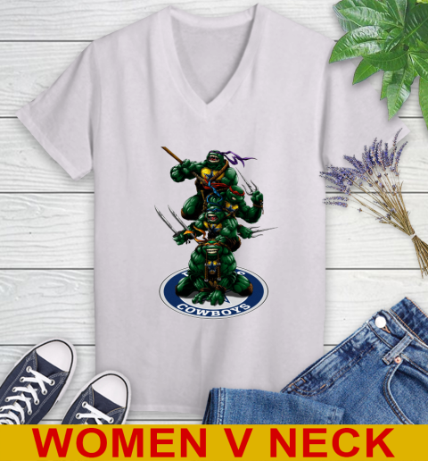 NFL Football Dallas Cowboys Teenage Mutant Ninja Turtles Shirt Women's V-Neck T-Shirt