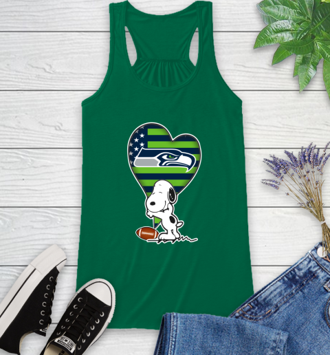 Seattle Seahawks NFL Football The Peanuts Movie Adorable Snoopy Racerback Tank 7
