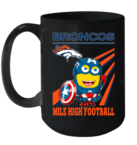 NFL Football Denver Broncos Captain America Marvel Avengers Minion Shirt Ceramic Mug 15oz