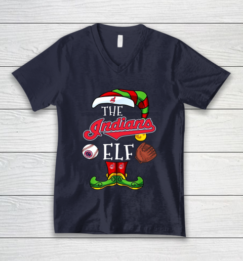 Cleveland Indians Christmas ELF Funny MLB V-Neck T-Shirt 2