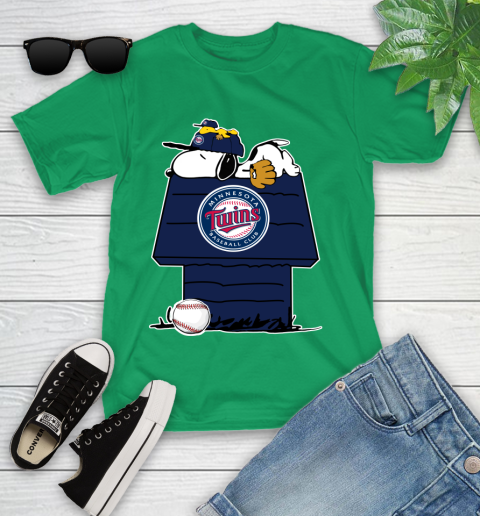 MLB Minnesota Twins Snoopy Woodstock The Peanuts Movie Baseball T Shirt Youth T-Shirt 6