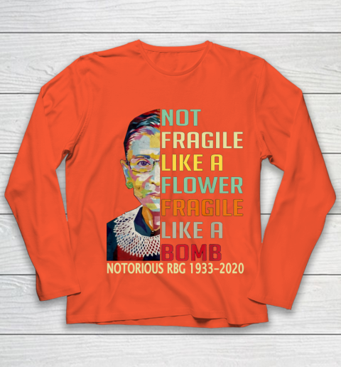 Notorious RBG 1933  2020 Women Not Fragile Like A Flower But A Bomb Ruth Ginsburg Youth Long Sleeve 3