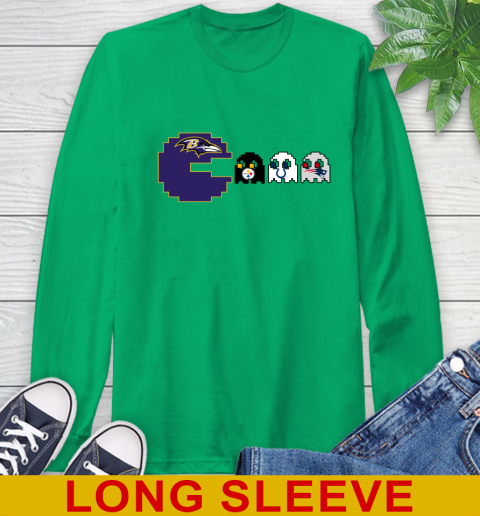 Baltimore Ravens NFL Football Pac Man Champion Long Sleeve T-Shirt 7