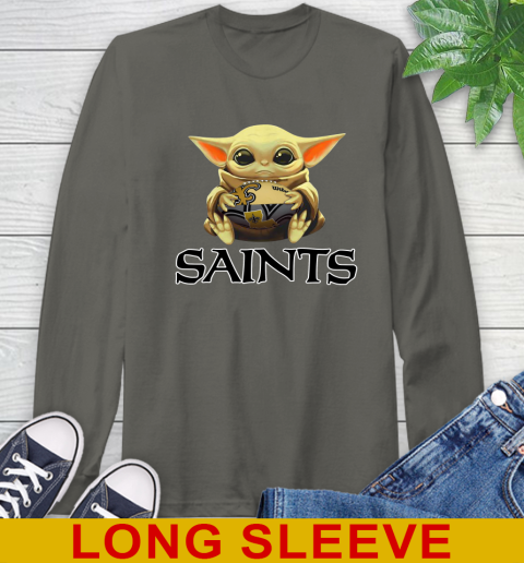 NFL Football New Orleans Saints Baby Yoda Star Wars Shirt Long Sleeve T-Shirt 8