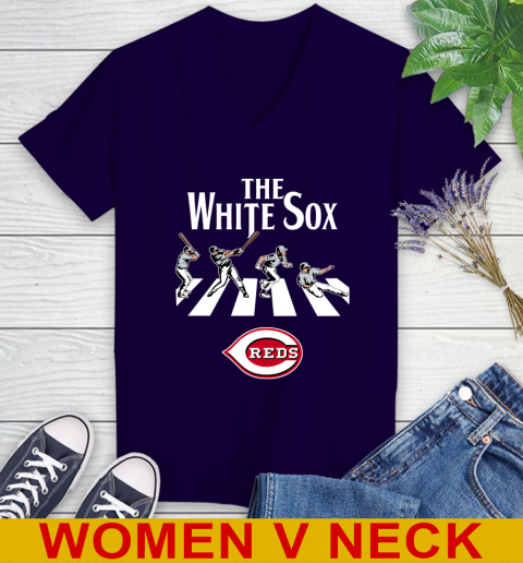 MLB Baseball Chicago White Sox The Beatles Rock Band Shirt Women's V-Neck T-Shirt 4 MLB Baseball Chicago White Sox The Beatles Rock Band Shirt Women's V-Neck T-Shirt - Image 4