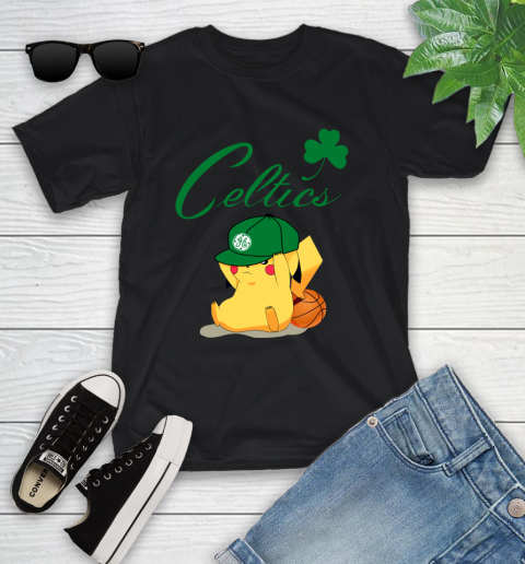 NBA Pikachu Basketball Sports Boston Celtics Youth T-Shirt 2