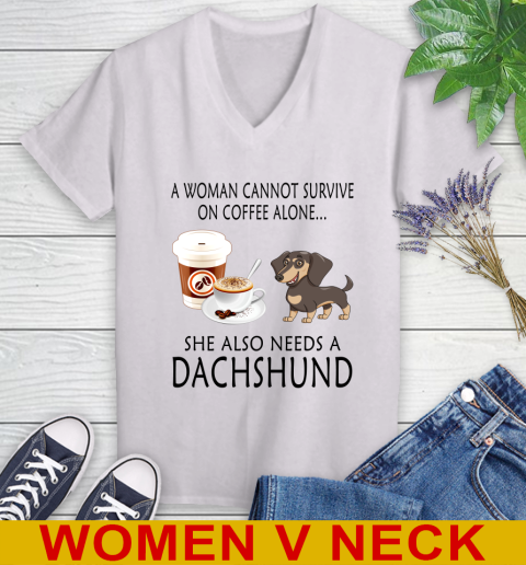 Women cannot survive on coffee alone she also need a DACHSHUND tshirt 61