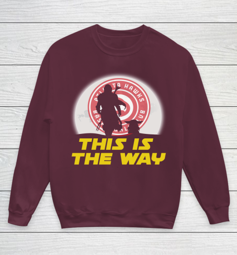 Atlanta Hawks NBA Basketball Star Wars Yoda And Mandalorian This Is The Way Youth Sweatshirt 4