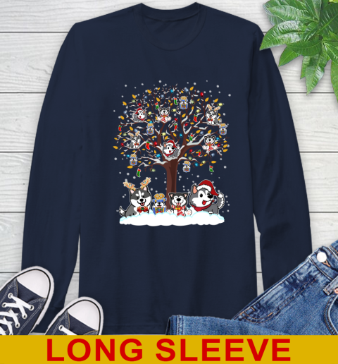 Husky dog pet lover light christmas tree shirt 198