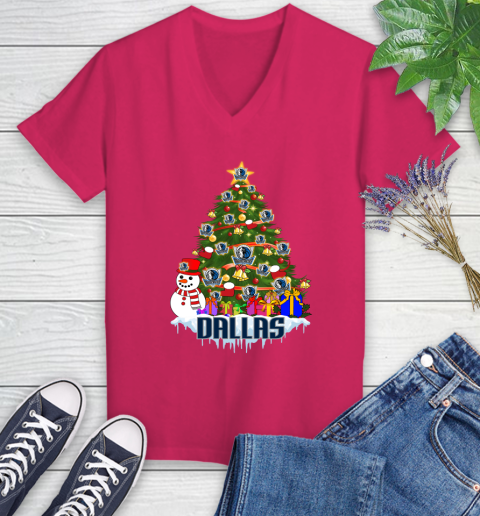 Dallas Mavericks Merry Christmas NBA Basketball Sports Women's V-Neck T-Shirt 9