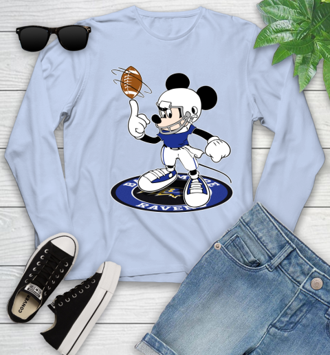 NFL Football Baltimore Ravens Cheerful Mickey Disney Shirt Youth Long Sleeve 9