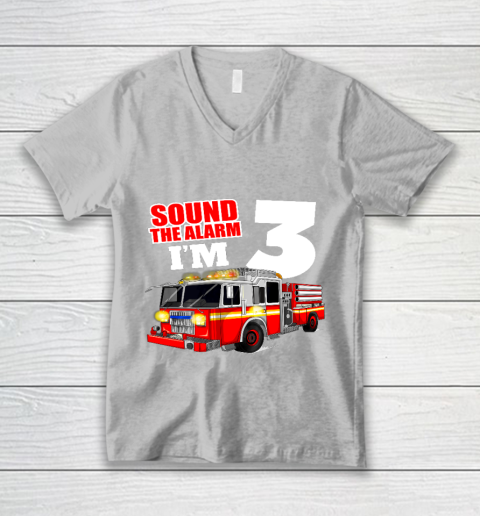 Kids Fire Truck 3rd Birthday T Shirt Boy Firefighter 3 Years Old V-Neck T-Shirt 3