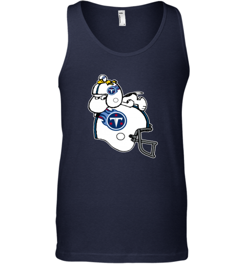 Snoopy And Woodstock Resting On Tennessee Titans Helmet ytnc snoopy and woodstock resting on tennessee titans helmet unisex tank 17 front navy