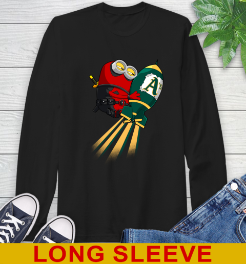 MLB Baseball Oakland Athletics Deadpool Minion Marvel Shirt Long Sleeve T-Shirt