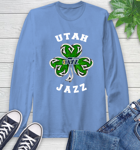 NBA Utah Jazz Three Leaf Clover St Patrick's Day Basketball Sports Long Sleeve T-Shirt 12