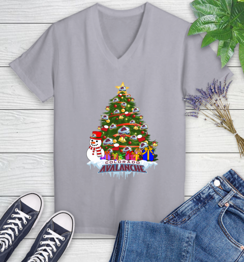 Colorado Avalanche Merry Christmas NHL Hockey Sports Women's V-Neck T-Shirt 4