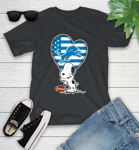 Detroit Lions NFL Football The Peanuts Movie Adorable Snoopy Youth T-Shirt 2