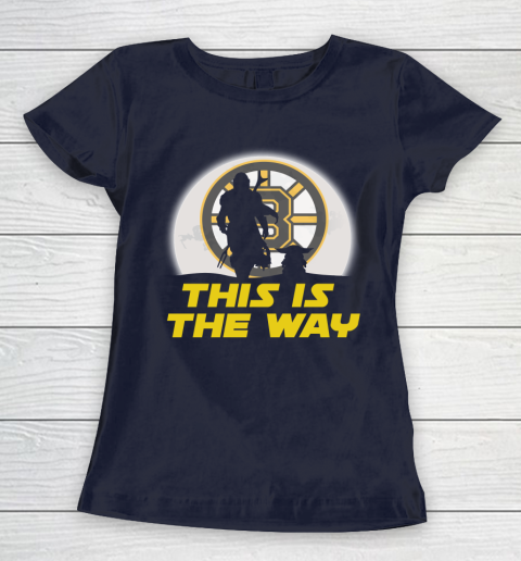 Boston Bruins NHL Ice Hockey Star Wars Yoda And Mandalorian This Is The Way Women's T-Shirt 2