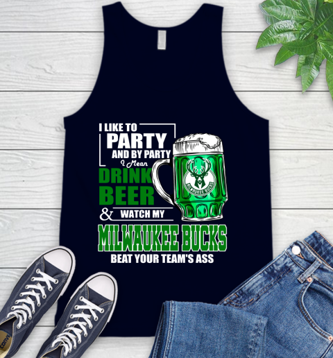 NBA Drink Beer and Watch My Milwaukee Bucks Beat Your Team's Ass Basketball Tank Top 2