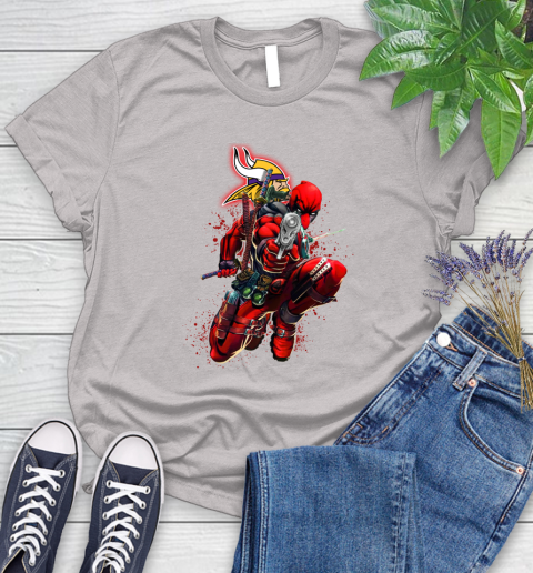 NFL Deadpool Marvel Comics Sports Football Minnesota Vikings Women's T-Shirt 10