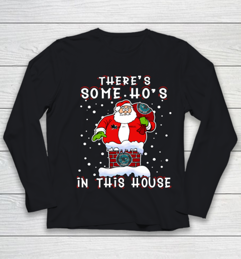 San Jose Sharks Christmas There Is Some Hos In This House Santa Stuck In The Chimney NHL Youth Long Sleeve