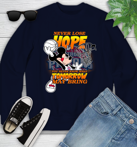 Detroit Pistons NBA Basketball Mickey Disney Never Lose Hope Youth Sweatshirt 2