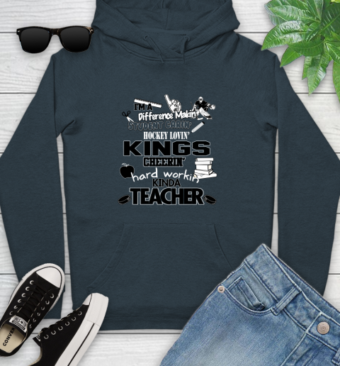 Los Angeles Kings NHL I'm A Difference Making Student Caring Hockey Loving Kinda Teacher Youth Hoodie 10