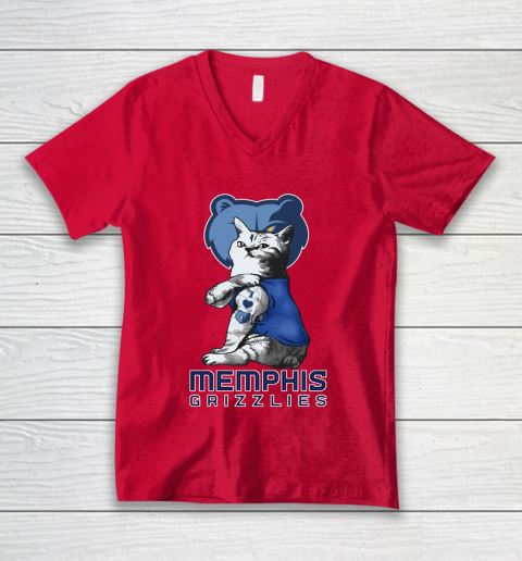 NBA Basketball My Cat Loves Memphis Grizzlies V-Neck T-Shirt 6