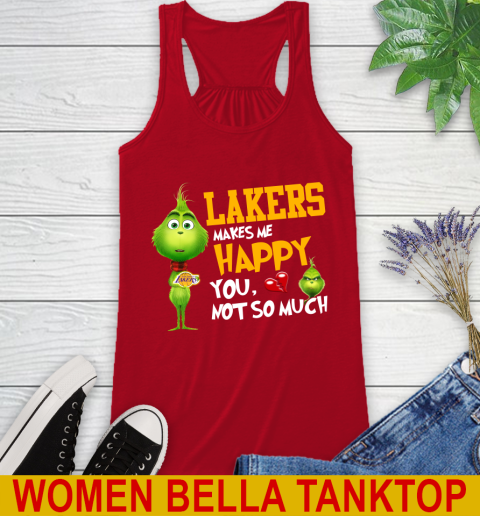 NBA Los Angeles Lakers Makes Me Happy You Not So Much Grinch Basketball Sports Racerback Tank 4
