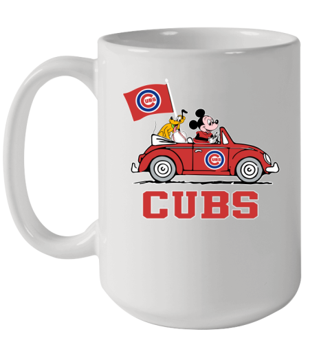 MLB Baseball Chicago Cubs Pluto Mickey Driving Disney Shirt Ceramic Mug 15oz