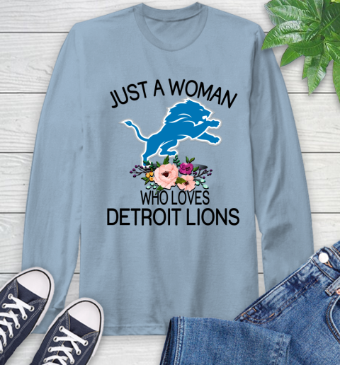 NFL Just A Woman Who Loves Detroit Lions Football Sports Long Sleeve T-Shirt 6