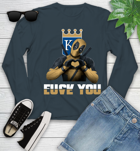 MLB Kansas City Royals Deadpool Love You Fuck You Baseball Sports Youth Long Sleeve 9
