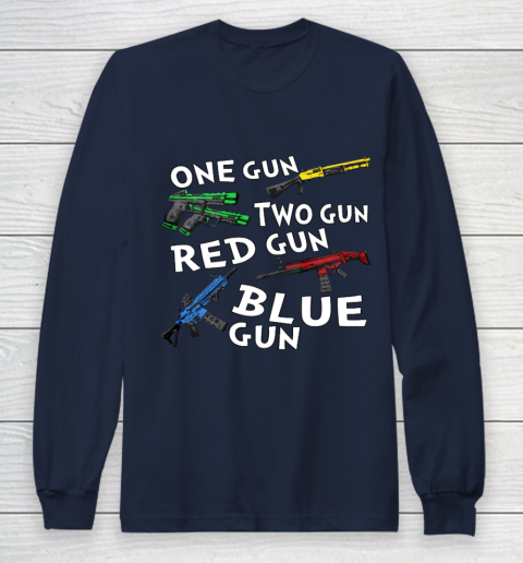 One Gun Two Gun Red Gun Blue Gun Long Sleeve T-Shirt 2