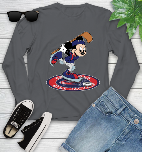 NHL Hockey Columbus Blue Jackets Cheerful Mickey Disney Shirt Youth Long Sleeve 8