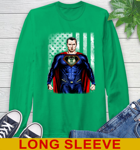 NBA Basketball Milwaukee Bucks Superman DC Shirt Long Sleeve T-Shirt 9 NBA Basketball Milwaukee Bucks Superman DC Shirt Long Sleeve T-Shirt - Image 9
