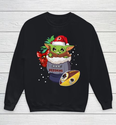 Washington Redskins Christmas Baby Yoda Star Wars Funny Happy NFL Youth Sweatshirt