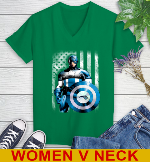 Orlando Magic NBA Basketball Captain America Marvel Avengers American Flag Shirt Women's V-Neck T-Shirt 5
