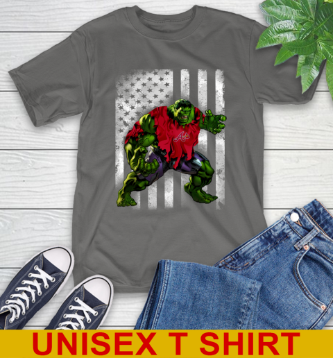 Atlanta Braves Hulk Marvel Avengers MLB Baseball American Flag T-Shirt 10