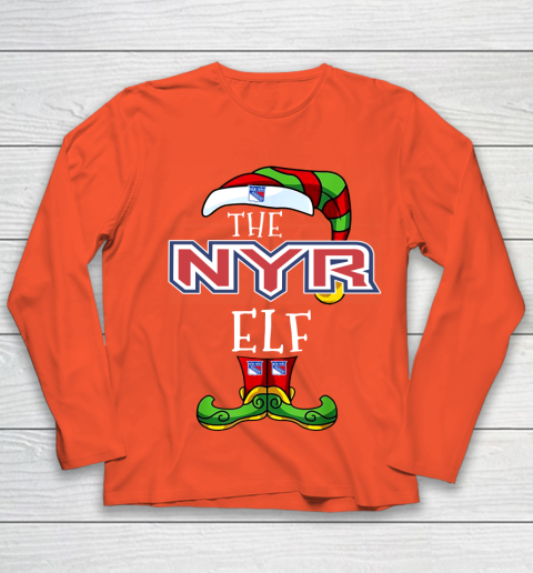 New York Rangers Christmas ELF Funny NHL Youth Long Sleeve 3