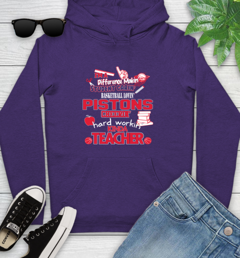 Detroit Pistons NBA I'm A Difference Making Student Caring Basketball Loving Kinda Teacher Youth Hoodie 5